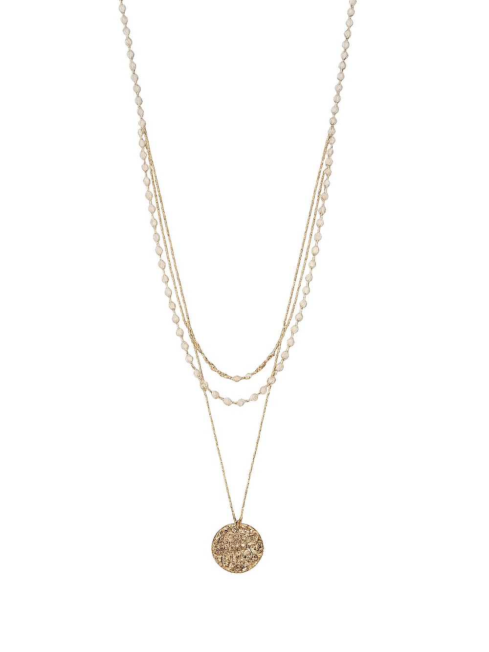 Layered Beaded Gold Pendant Necklace | Boho Chic